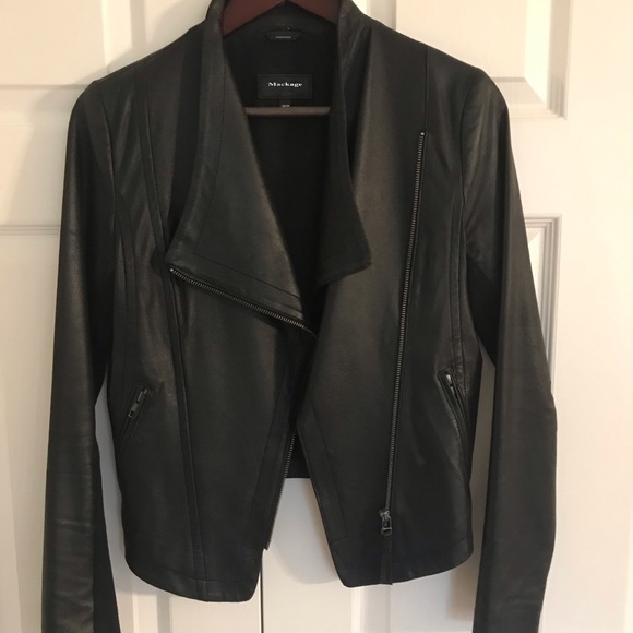 MACKAGE black leather jacket - size XS could fit up to size Small - Picture 1 of 4